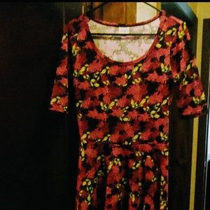 Midi Floral Dress with bright purple lilacs & green leaves